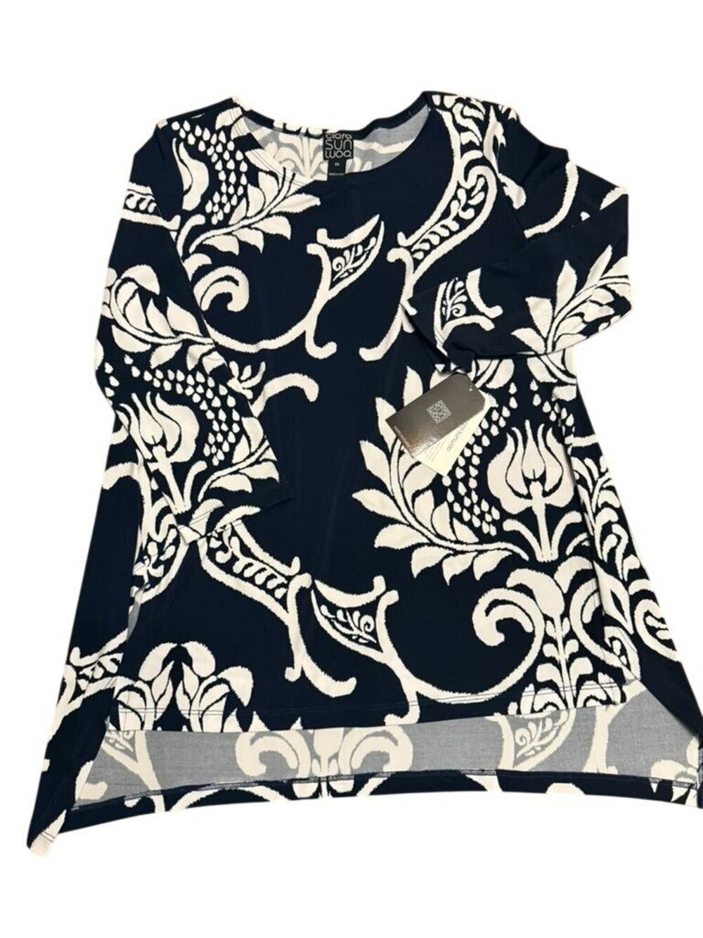 Clara Sun Woo Paisley Parachute Tunic Top Navy Size XS NWT